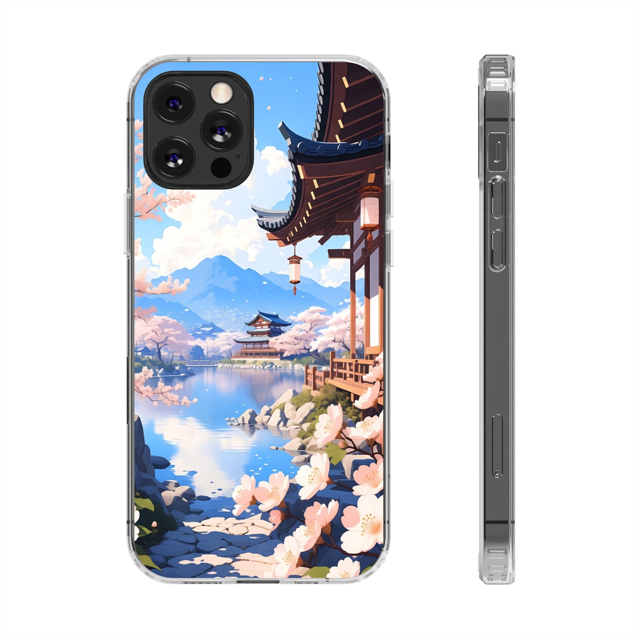 Clear Magnetic Phone Case — Sakura Pagoda Impact-Resistant Design