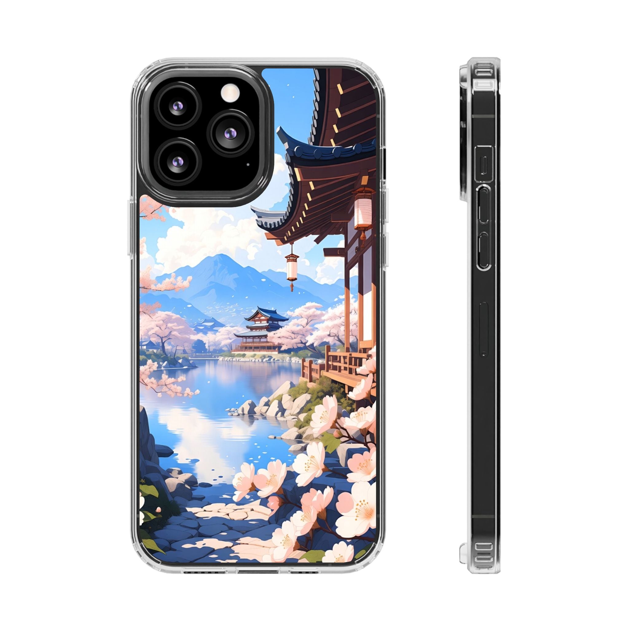 Clear Magnetic Phone Case — Sakura Pagoda Impact-Resistant Design
