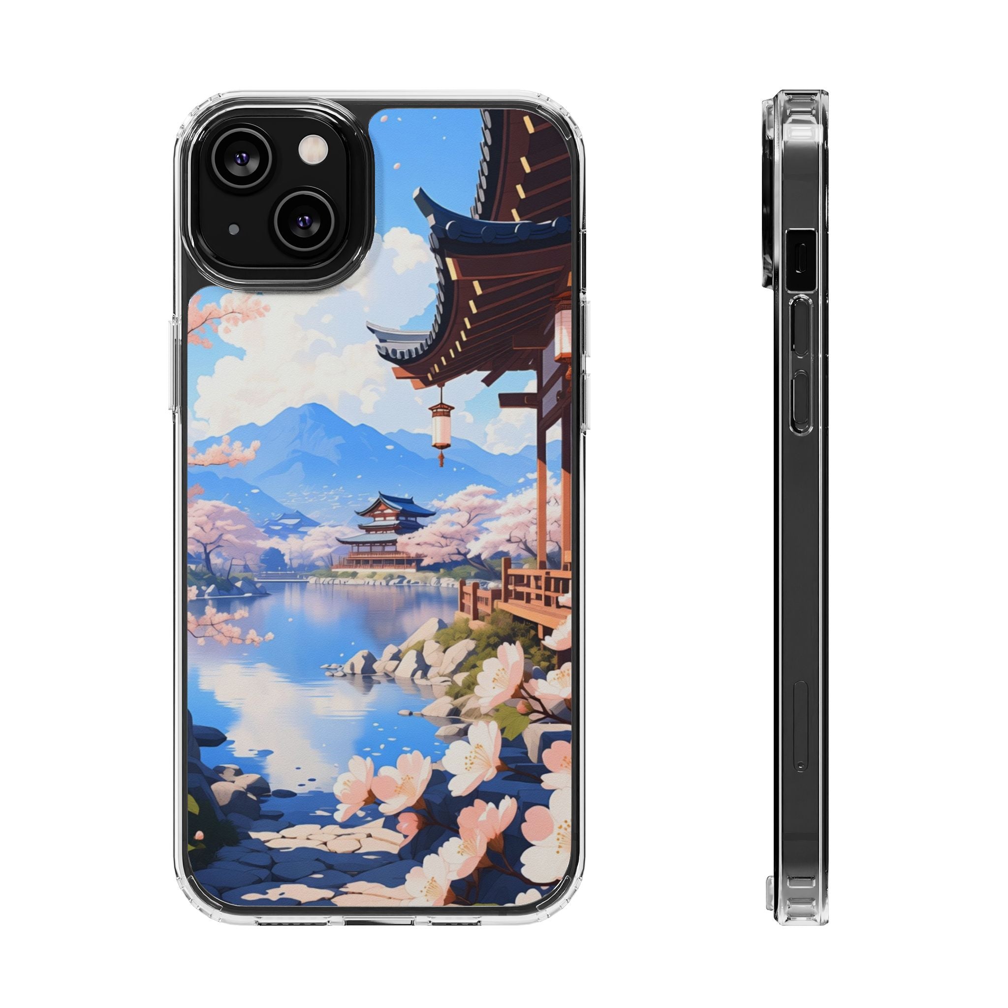 Clear Magnetic Phone Case — Sakura Pagoda Impact-Resistant Design