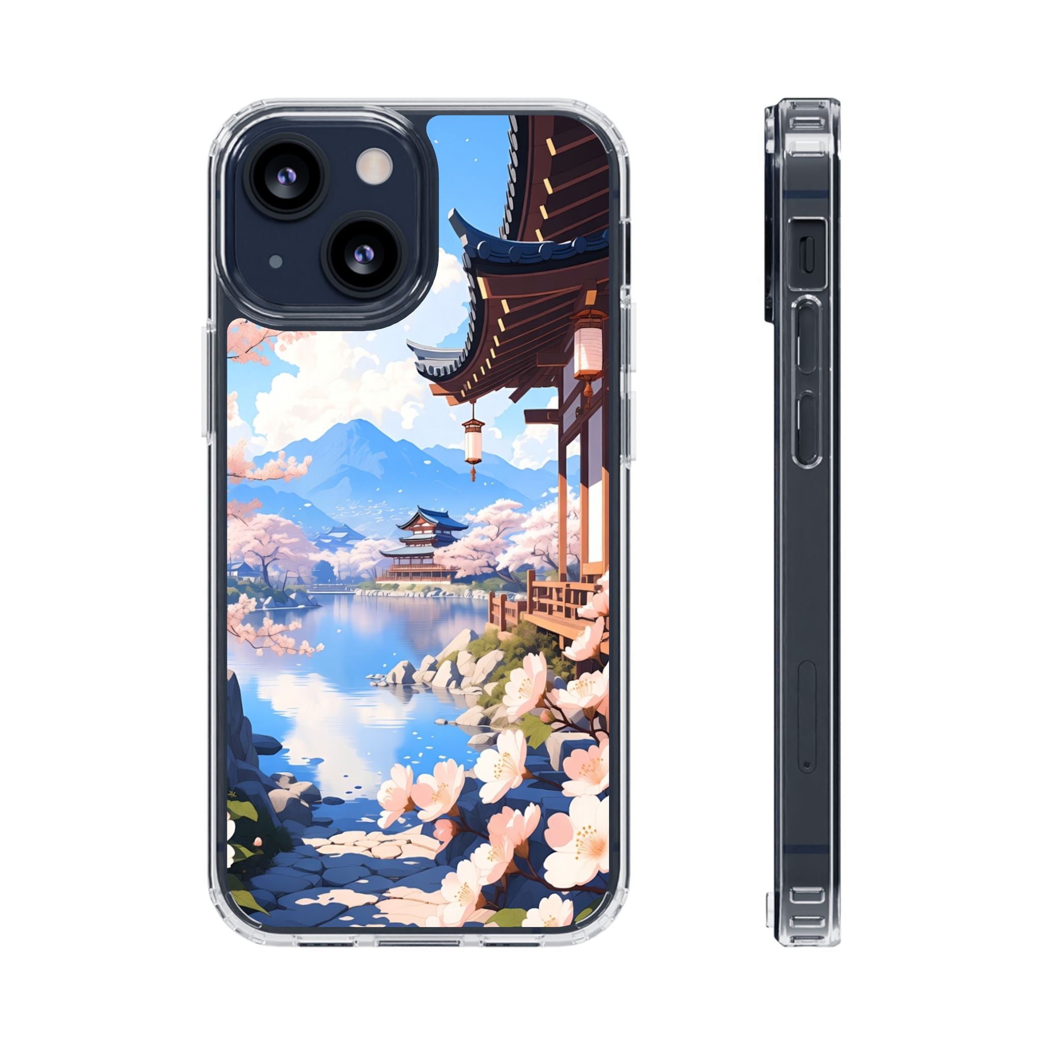 Clear Magnetic Phone Case — Sakura Pagoda Impact-Resistant Design