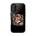 Koi Wave Tough Phone Case — Protective Black Case with Lotus & Koi Fish Tattoo Design