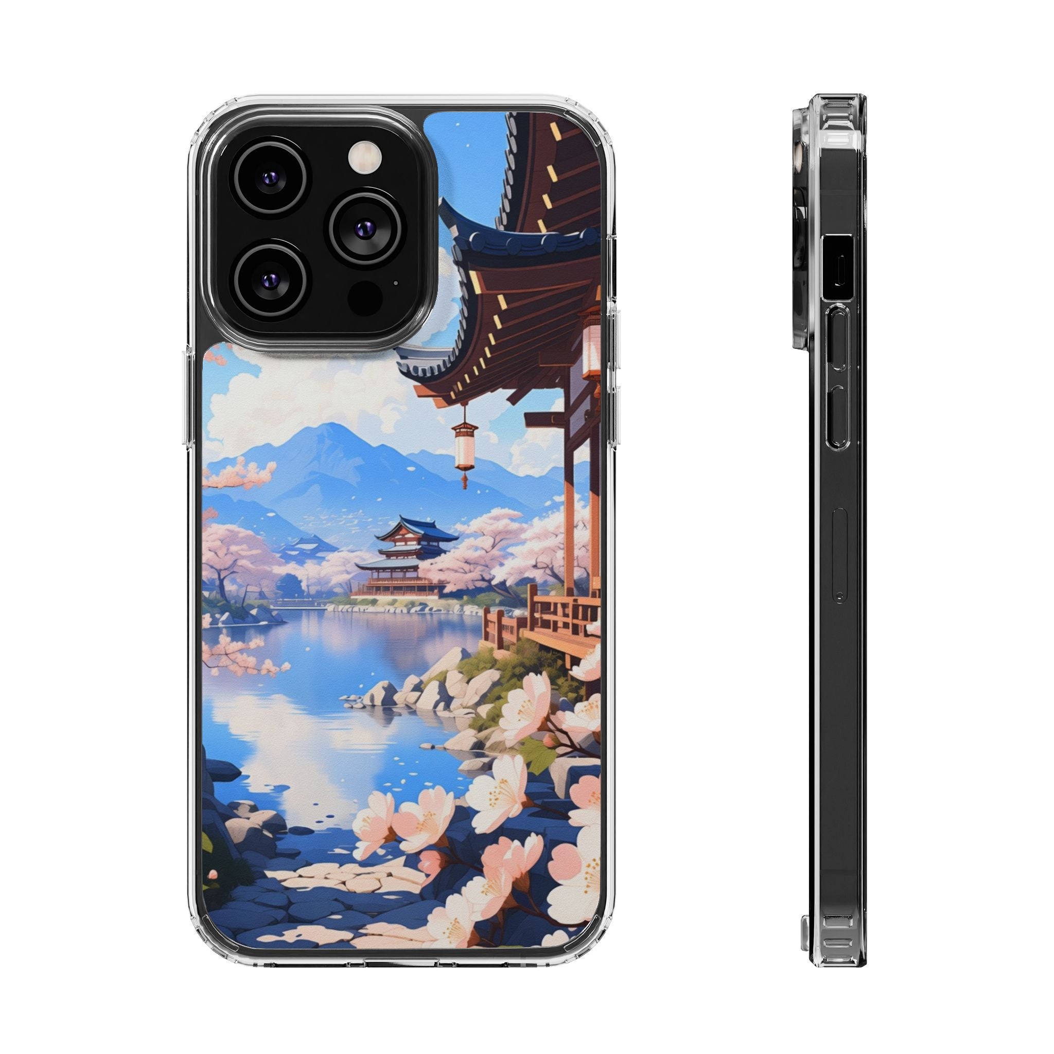 Clear Magnetic Phone Case — Sakura Pagoda Impact-Resistant Design