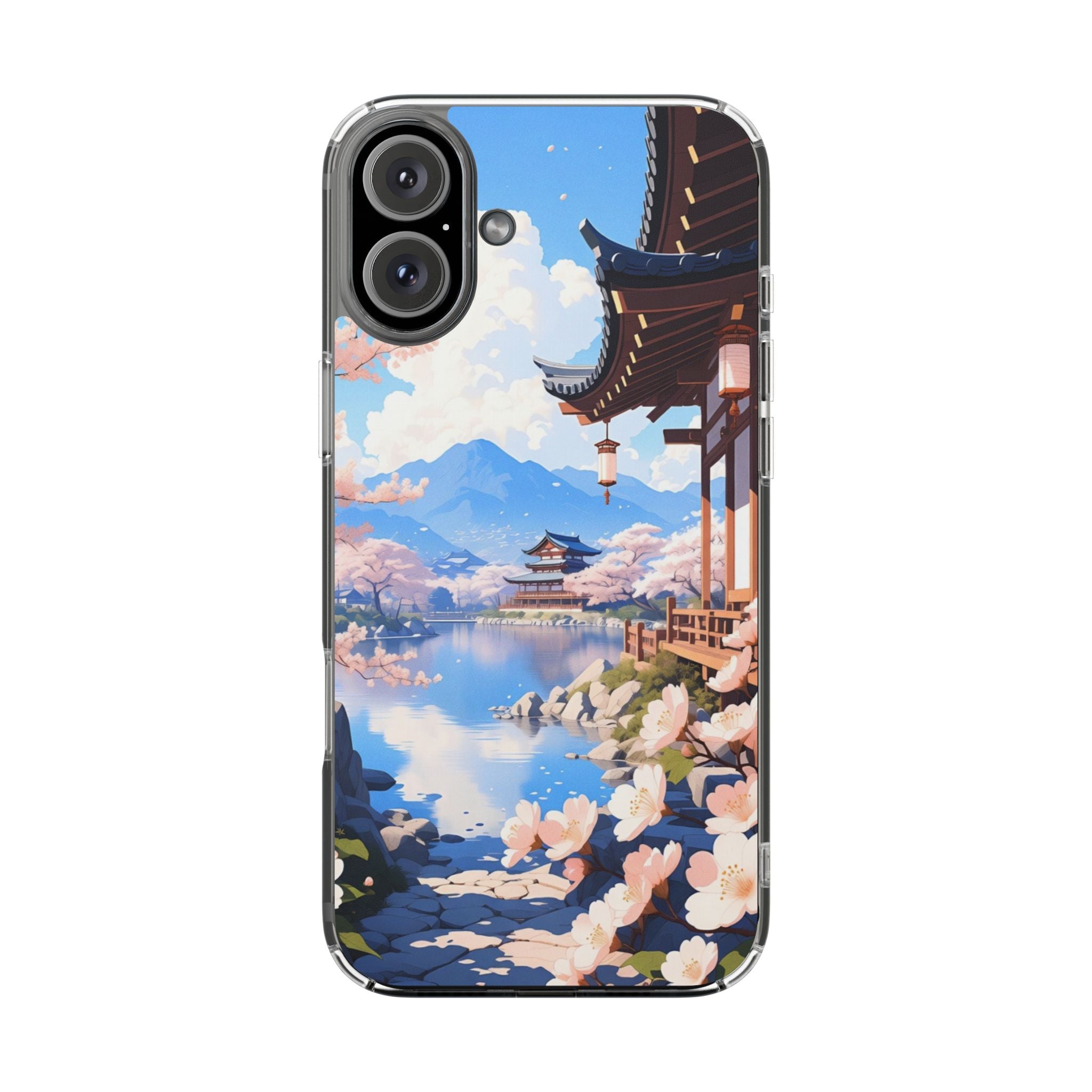 Clear Magnetic Phone Case — Sakura Pagoda Impact-Resistant Design