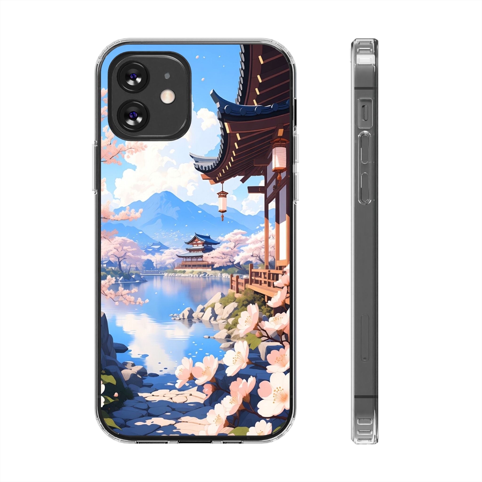 Clear Magnetic Phone Case — Sakura Pagoda Impact-Resistant Design