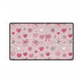 Pink Hearts & Bows Desk Mat — Cute Romantic XL Mouse Pad for Valentine’s
