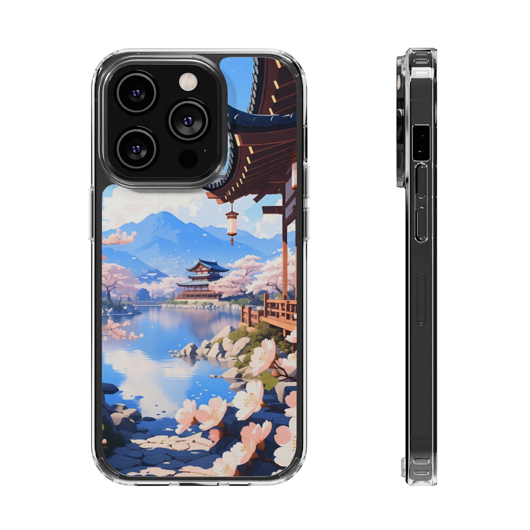 Clear Magnetic Phone Case — Sakura Pagoda Impact-Resistant Design