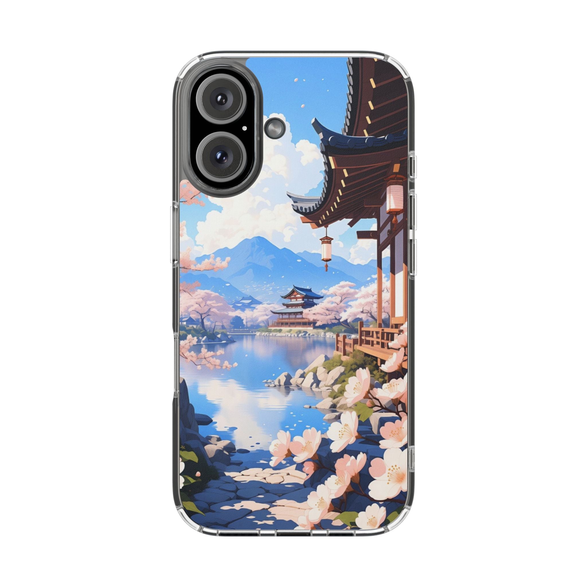 Clear Magnetic Phone Case — Sakura Pagoda Impact-Resistant Design