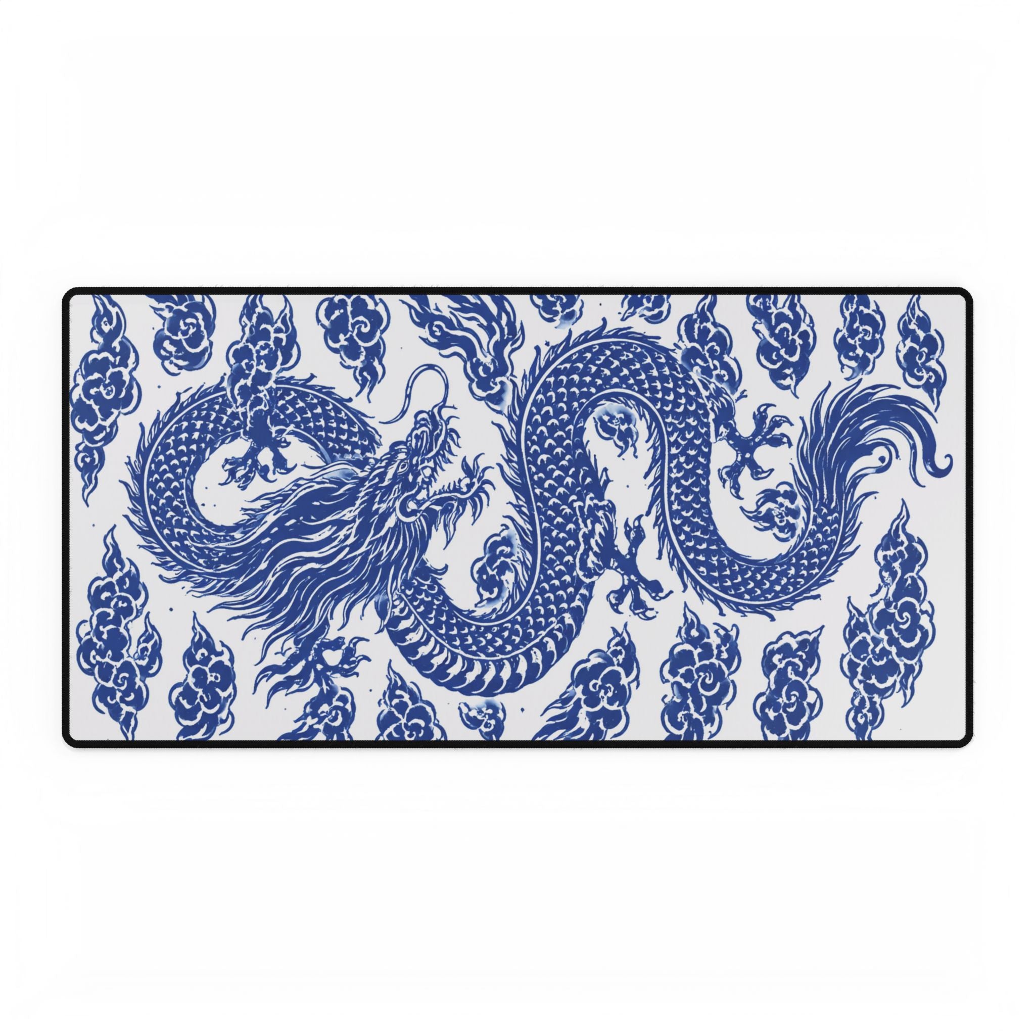 Blue Chinese Porcelain Dragon Desk Mat — Large Gaming/Work Mousepad