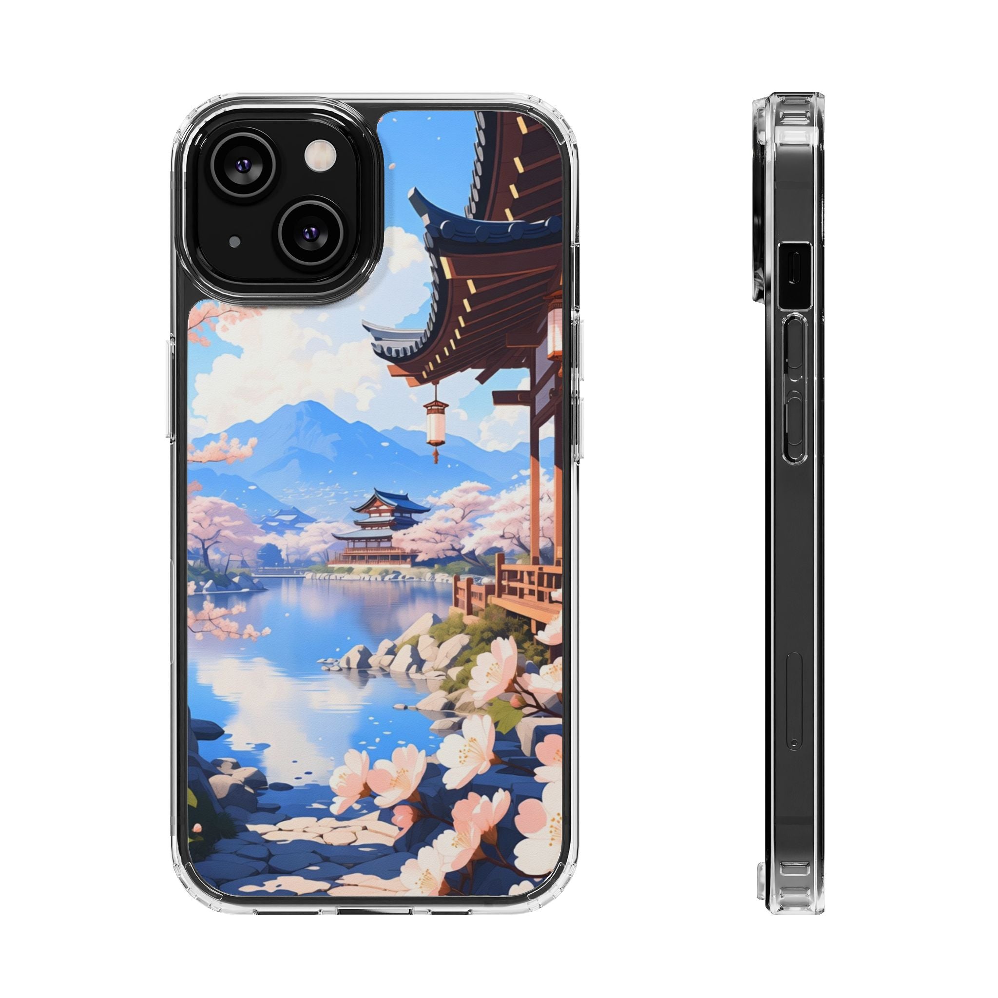 Clear Magnetic Phone Case — Sakura Pagoda Impact-Resistant Design