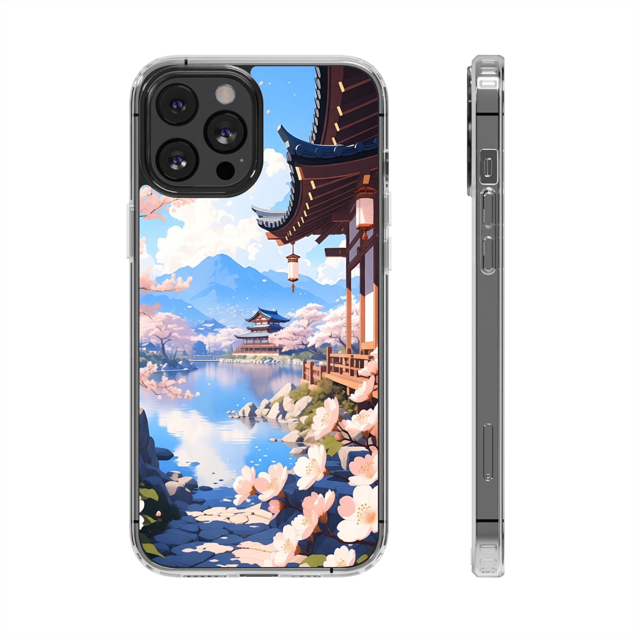 Clear Magnetic Phone Case — Sakura Pagoda Impact-Resistant Design