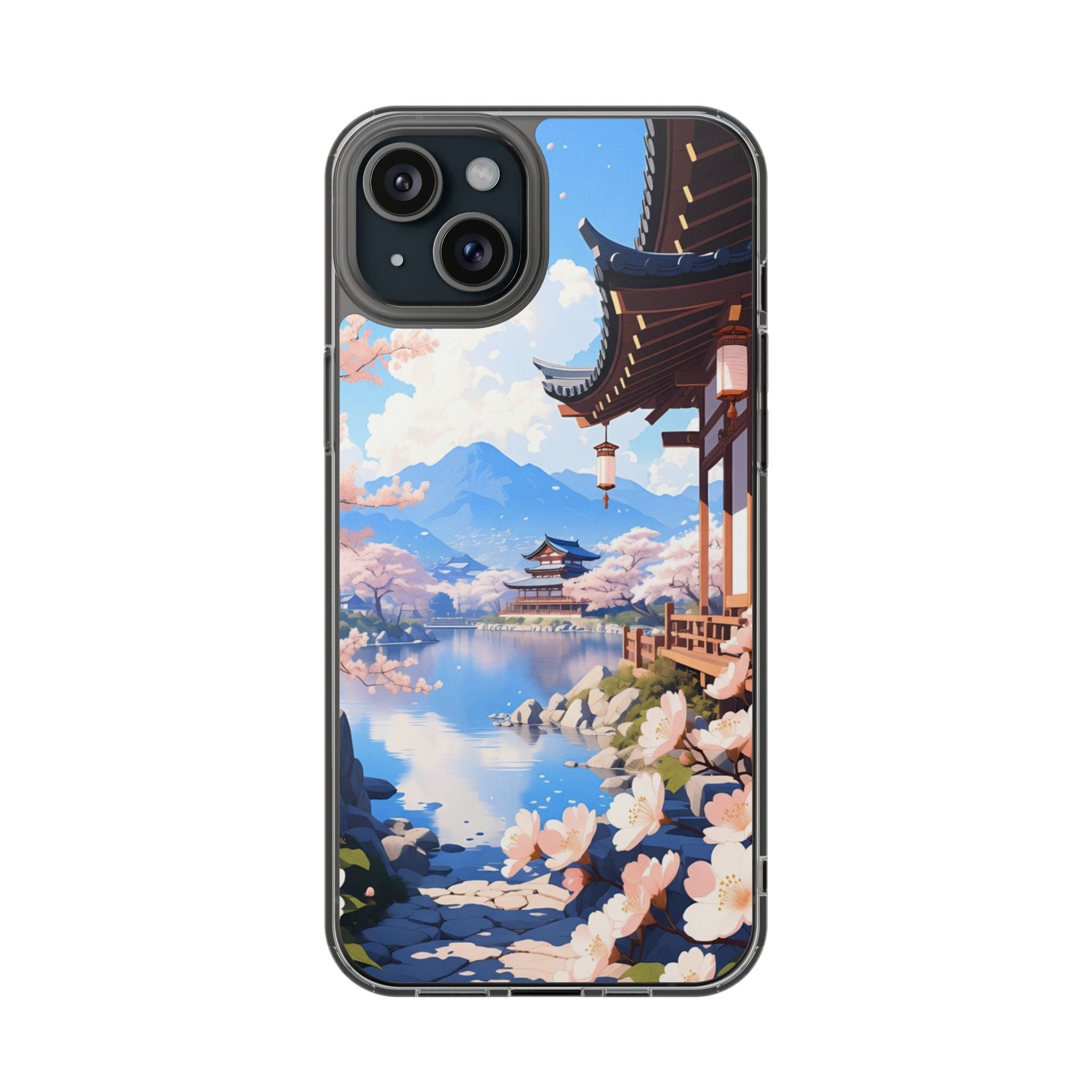 Clear Magnetic Phone Case — Sakura Pagoda Impact-Resistant Design